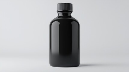 Sleek Black Bottle on Minimalist Background for Product Photography