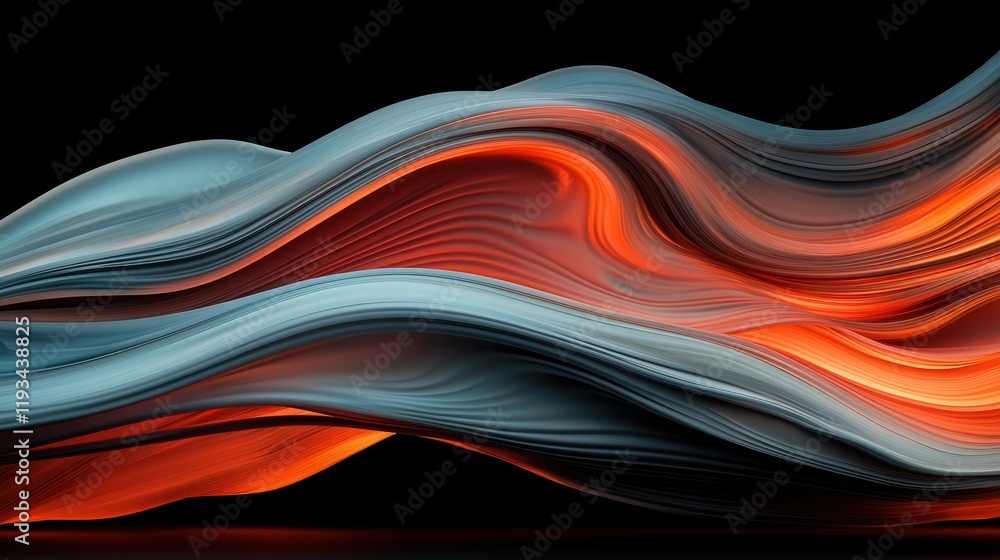 Poster dynamic flowing streaks and swirls abstract art digital creation modern design dark background high-