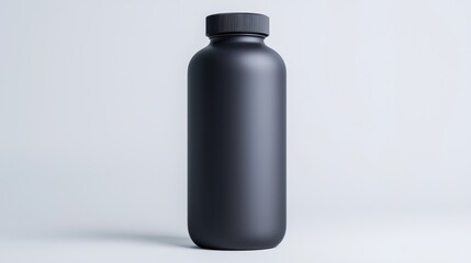 Sleek Black Bottle on Minimalist Background for Modern Packaging Design