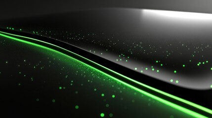 Obraz premium Abstract Green Neon Light on Dark Surface Futuristic Technology Background Design