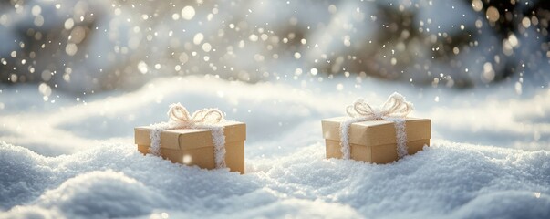 Winter Gifts Snowy Scene Christmas Presents Holiday Surprise