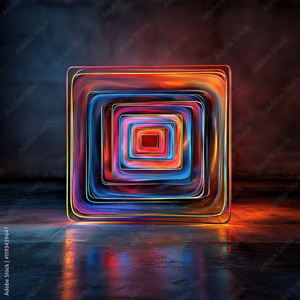 Aufkleber dynamic neon squares pulsating in an urban environment abstract art installation modern art vibrant 