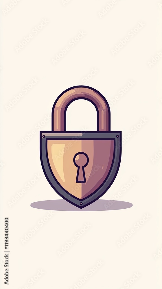 Fototapete secure lock illustration: a minimalist, modern illustration of a closed padlock with a keyhole, rend