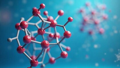 Molecular structures, colorful pills, blue background, pharmaceutical, medical research,futuristic healthcare concept 