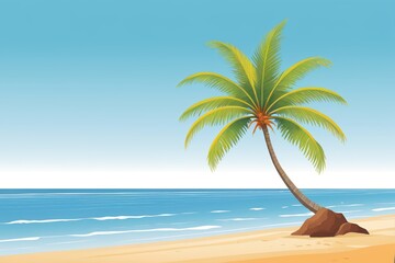 Obraz premium there is a palm tree on the beach near the ocean