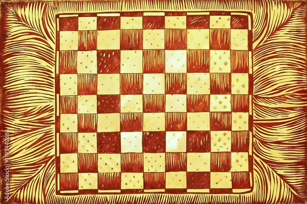 Poster artistic checkerboard design abstract golden patterns unique style