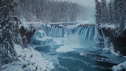 Frozen Waterfall Winter Wonderland Scenic Beauty
