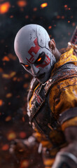 Naklejka premium Incredible smartphone wallpaper featuring a fierce character in a dynamic and fiery backdrop