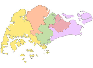 Obraz premium Singapore map. CDC districts map of Singapore, empty map of Singapore