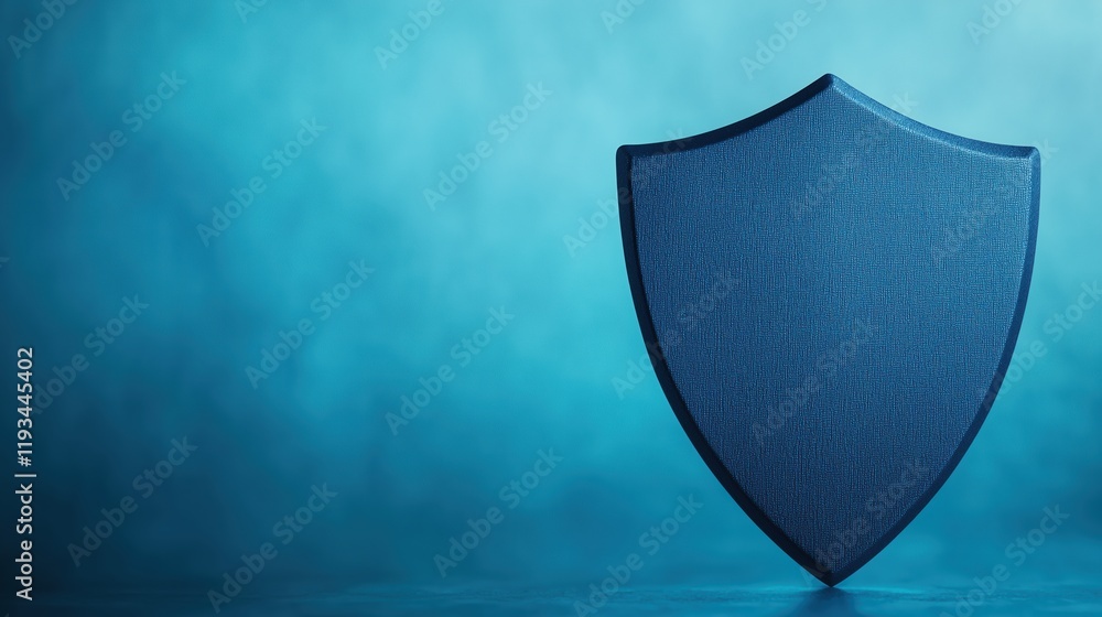 Poster blue shield symbol on gradient background representing security technology and protection concept in