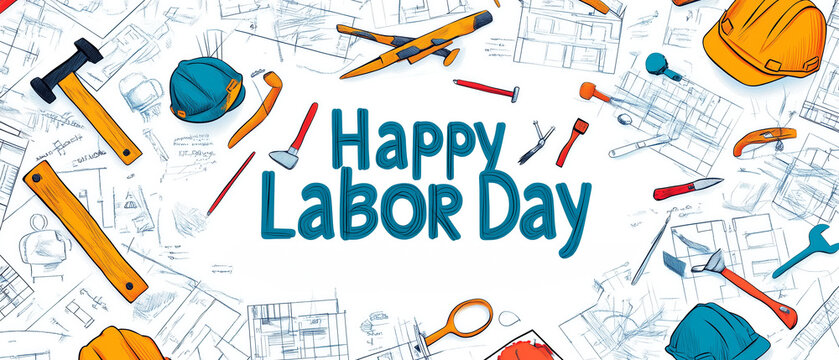Celebrate Labor Day with tools and construction themed decorations scattered around work plans