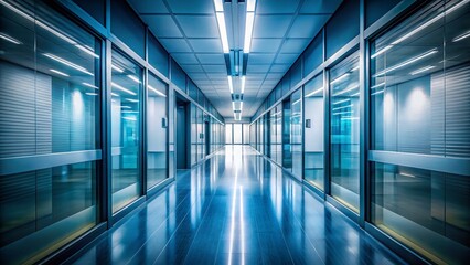 Empty Office Corridor, Long Exposure, Quarantine, Deserted Workplace, Pandemic Lockdown