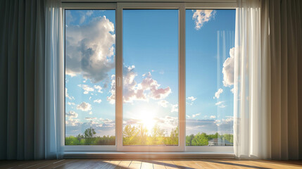 A window treated with a reflective window film, reducing heat loss and enhancing energy efficiency.