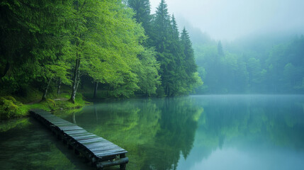 Obraz premium The composition is calming and picturesque, ideal for a nature-themed desktop wallpaper.