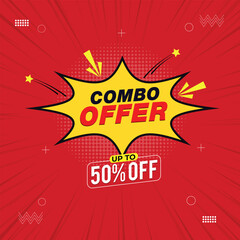 Combo Offer Social Media post with podium, Combo offer banner,
Special Offer and Promotional Post social media, Red color template, Empty podium with combo offer.