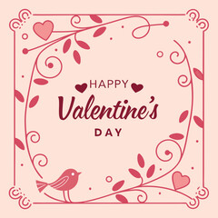 Elegant Happy Valentines Day Vector with Hearts