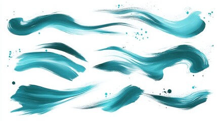 Abstract turquoise brushstrokes on a white background creating a dynamic wave effect