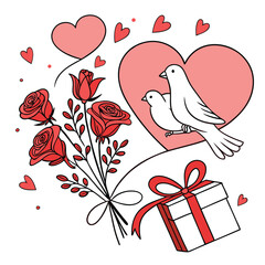 Minimalist Vector Happy Valentines Day Design