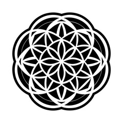 A glyph style icon of floral symbol