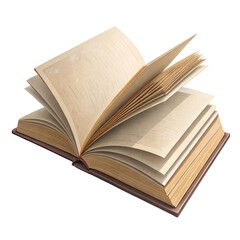Open book isolated on white transparent background, high-quality 2025 PNG design for education, reading, learning, library, back-to-school ads, banners, posters, textbooks, studying, and wisdom illust