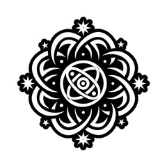 A filled style icon of galactic flow symbol