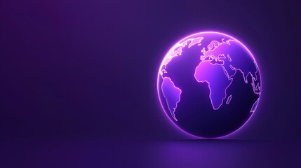 Fototapeta premium Illuminated Earth Globe with Purple Neon Glow Against Dark Background
