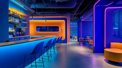 Fototapeta premium The vibrant blue and neon accents create a sleek, tech-inspired aesthetic.