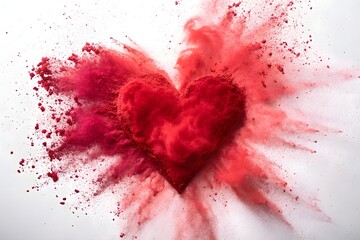 Vibrant Painted Heart in Explosive Abstract Powder Art