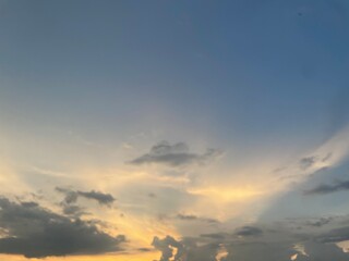 Beautiful sky with natural gradations. Thick clouds in the dusk sky on a winter night. Image of a...
