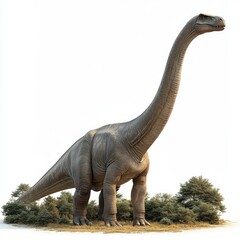 Obraz premium Majestic Dinosaur Standing Amidst Lush Greenery in a Vibrant Natural Landscape