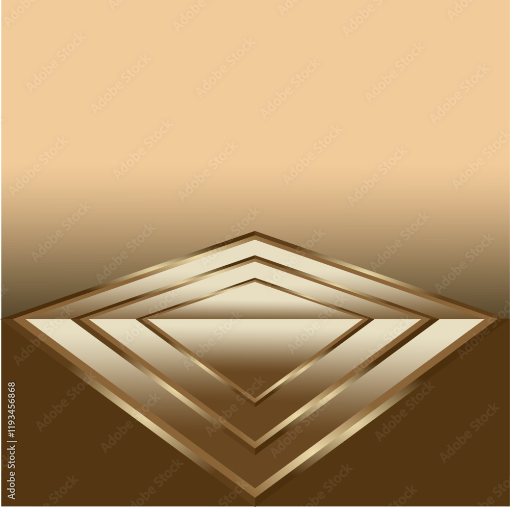 Poster composition of geometric lines and planes and empty space with gold and brown gradient colors as ins