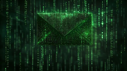 Obraz premium Shield and email icon merged to symbolize secure electronic correspondence, safe data exchange, and privacy protection, book illustration style