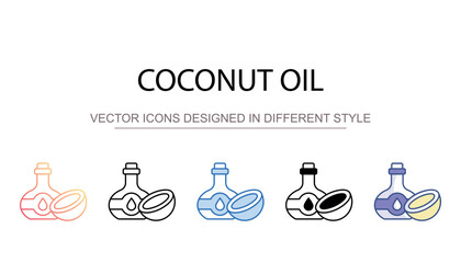 Coconut Oil icon design with white background stock illustration