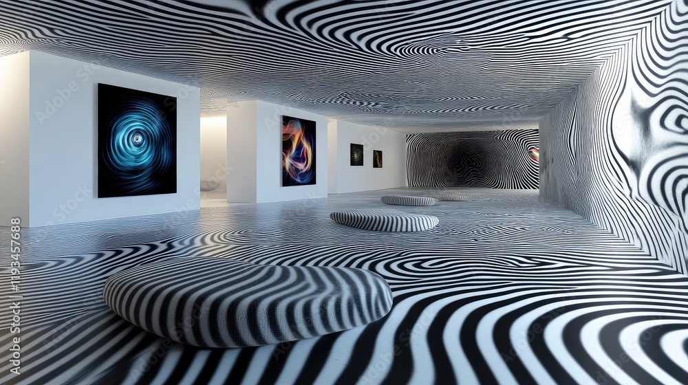 Poster a quantum art gallery, showcasing digital art generated by quantum algorithms, featuring interactive