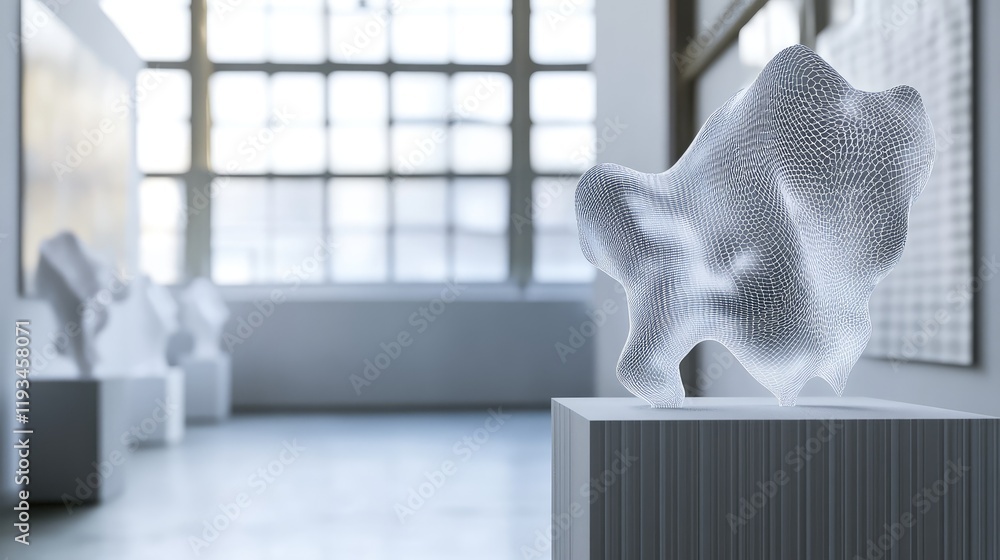 Poster a quantum art gallery, showcasing digital art generated by quantum algorithms, featuring interactive