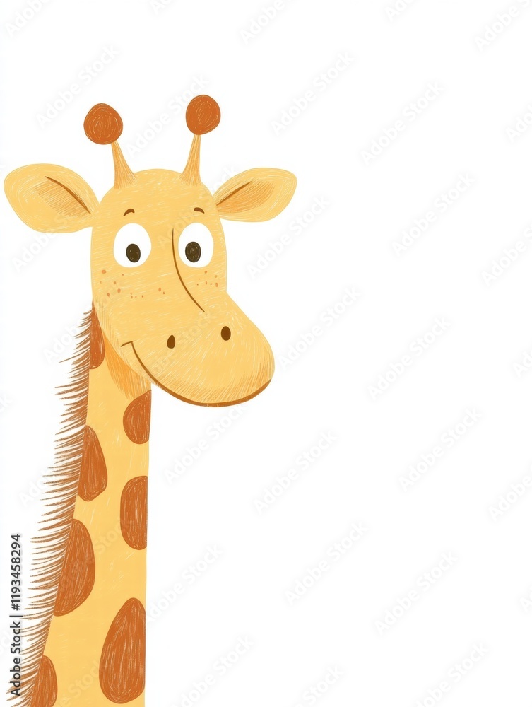 Aufkleber cute illustrated giraffe with a friendly expression set against a simple white background. generativ