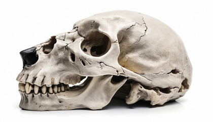 Naklejka premium Skull of grey wolf isolated on a white background