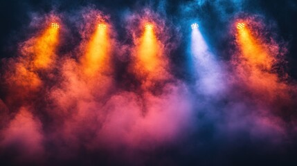 Stage lighting with colored smoke.