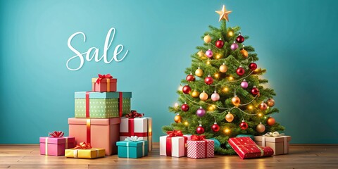 Festive Christmas Tree & Gifts:  Perfect for Holiday Sales Promotion