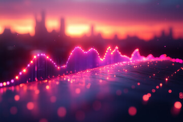 A minimalist graph showing the rise of C2C online transactions over time. Bright lighting, contrast