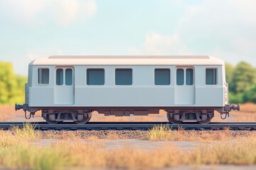 Obraz premium White train carriage countryside rail travel
