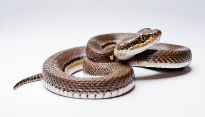 Naklejka premium Snake on white background slithering in serene stillness