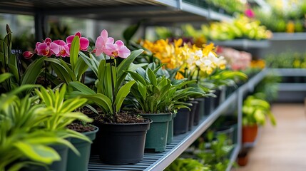 Vibrant Orchids and Other Plants Thrive in Greenhouse Setting