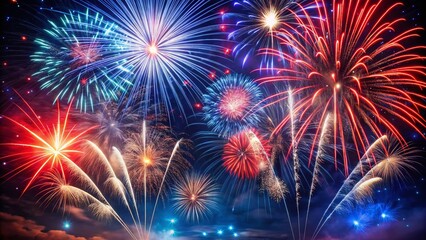Fototapeta premium Festive Fourth of July Fireworks Background with Space for Text - Patriotic USA Celebration Design