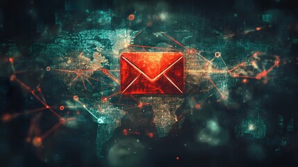 Shield and email icon merged to symbolize secure electronic correspondence, safe data exchange, and privacy protection, book illustration style