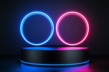 Neon Circle Display Pod Stage for Product Showcase