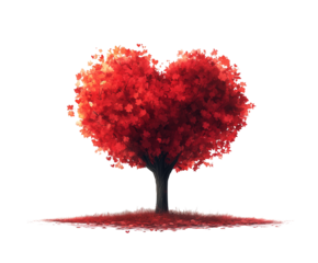 A tree of hearts, a tree for Valentine's day, The tree of love isolated on transparent background
