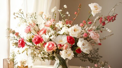 A cozy Mothers Day brunch with a special menu, flowers, and personalized gifts