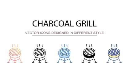 Charcoal Grill icon design with white background stock illustration