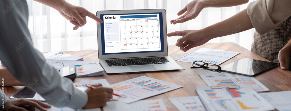 Poster Calendar on computer software application for brisk schedule planning for personal organizer and online business